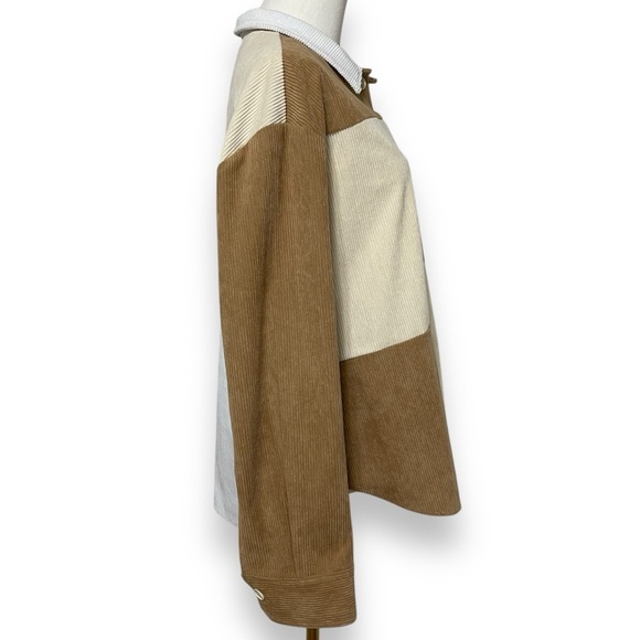 Stella Tweed Colorblock Corduroy Shacket Women's Small Oversized Chest Pocket - Picture 2 of 8